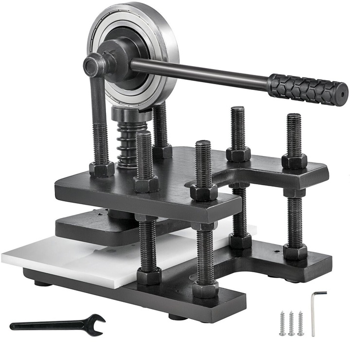 Masina de taiat piele VEVOR, 180x120mm, manuala, grea, taiere pana la 10mm, presiune 1.5 tone, dimensiune pachet 45x35x30cm