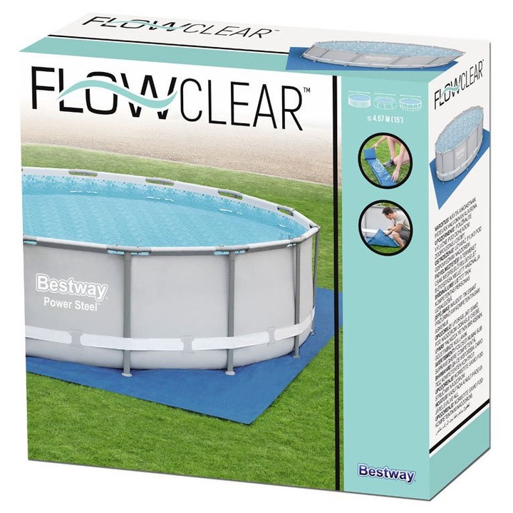 Covor pentru piscina, Bestway, 488x488 cm, albastra, izolatie termica