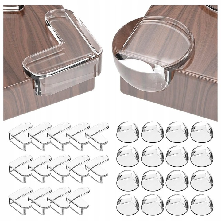 Set 30x protectii colturi din silicon, transparente, pentru protectia mobilierului, diverse forme