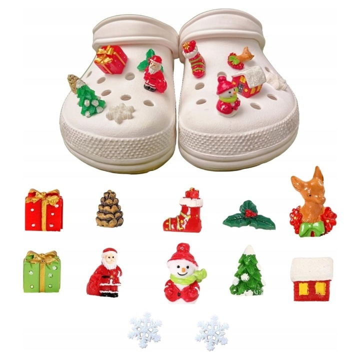 Set 12 accesorii Craciun pentru Incaltaminte, Decoratiuni, PVC, Multicolor