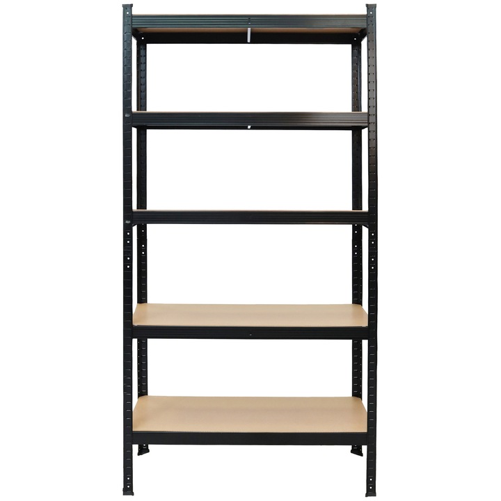 Метален рафт Bauerkraft, 2 в 1, 5 рафта, черен, 180x90x40 см