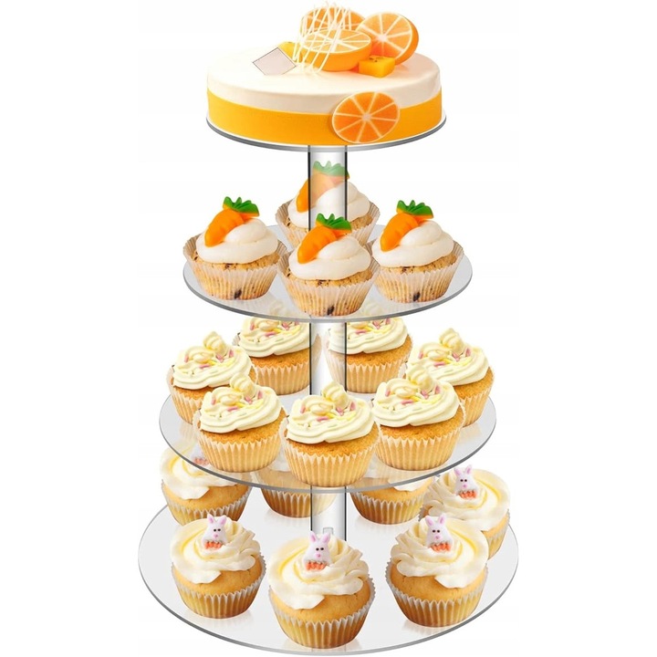 Suport pentru torturi si briose, 4 niveluri, reutilizabil