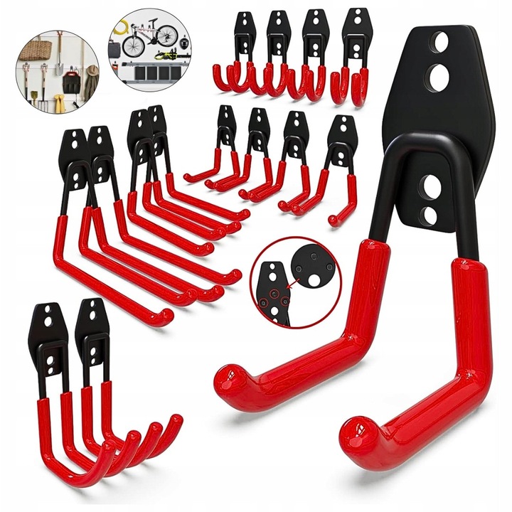 Set 14 carlige Garaj, pentru Scule, 3-Puncte de Sudura, Capacitate 42 kg