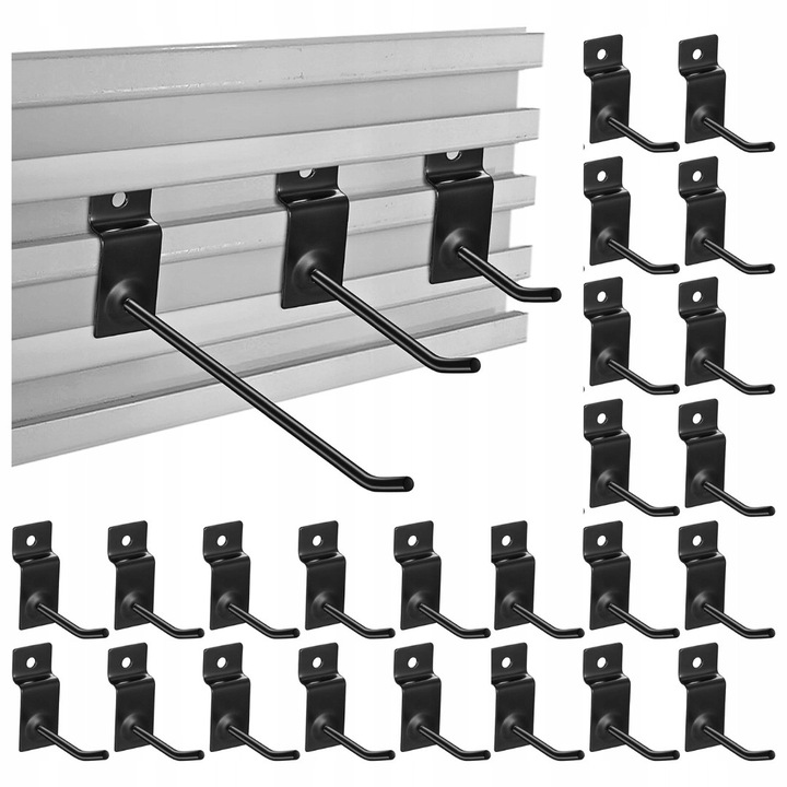 Set 20 carlige 15cm pentru Perete, Accesorii pentru Organizare, Stal Nerec, Utilizare in Garaj si Atelier