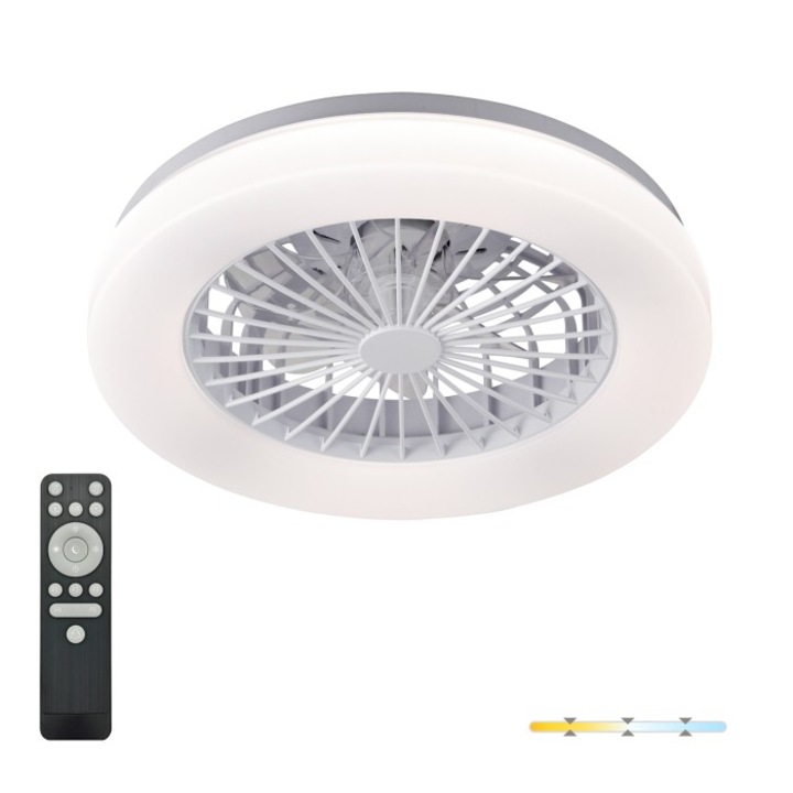 LED плафон с вентилатор VENTELUX Kobi Windstar 24W+15W бял, 3CCT, 120см