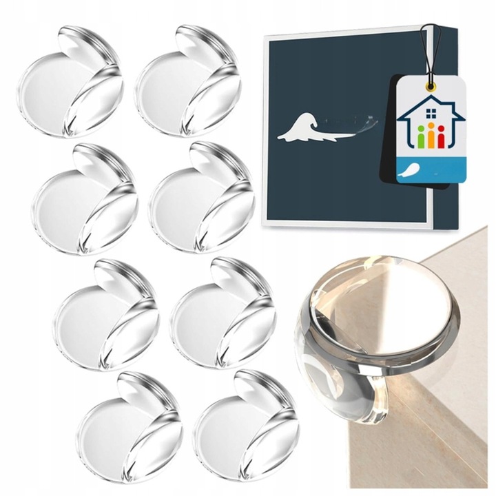 Set 8 Protectii pentru colturi, transparente, autoadezive, pentru protectia mobilierului