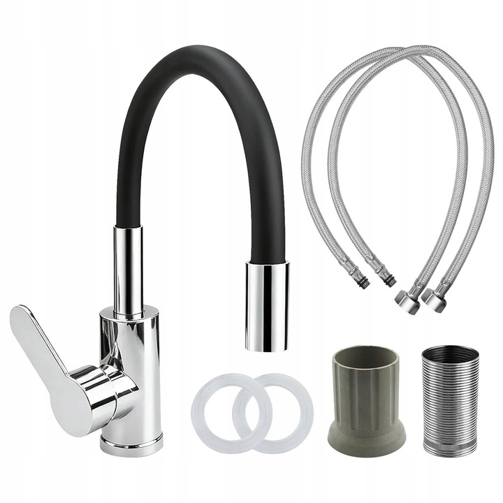 360°-ban forgatható, kerámia, perlátoros, rozsdamentes acél konyhai csaptelep