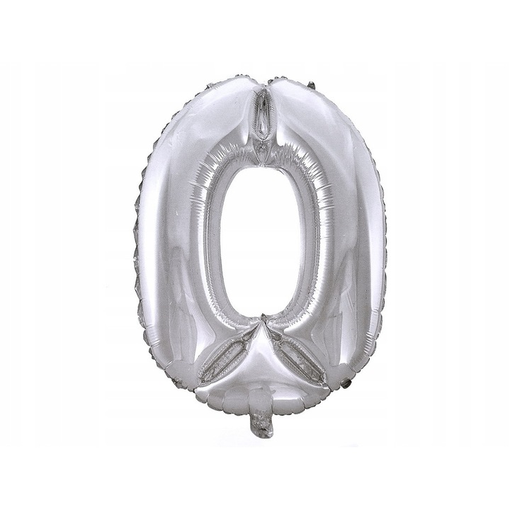 Balon folio Srebrny cifra 0, 40 cm, set 1 bucata