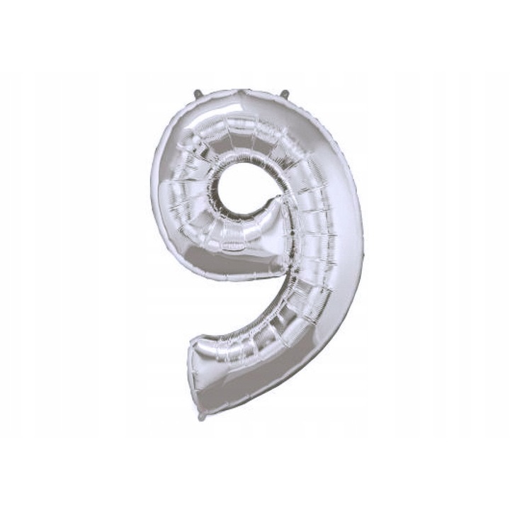 Baloane foliowe set 9, PartyPal, argintii, 100cm