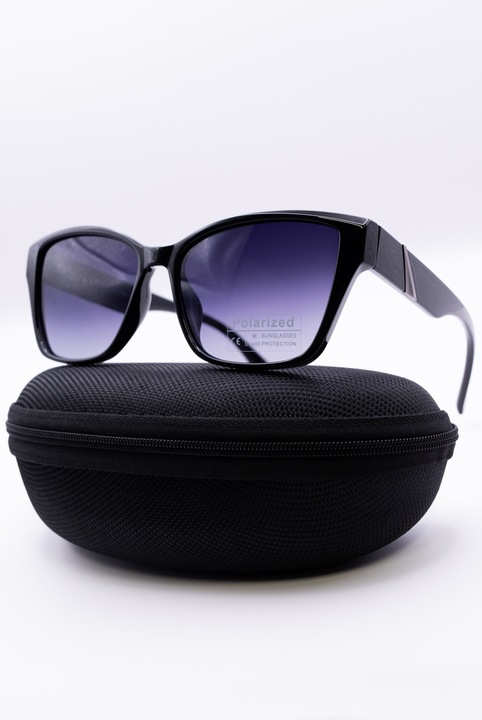 Ochelari de soare dama, 4desire.ro, polarizati, UV400, rama argintie, Negru