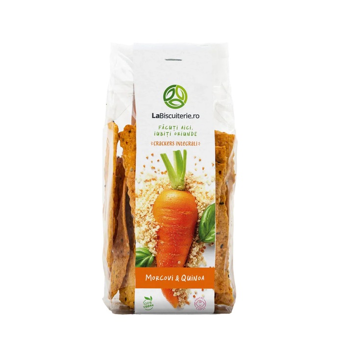 Crackers Vegani Integrali, Cu Morcovi Si Quinoa, 100g LaBiscuiterie