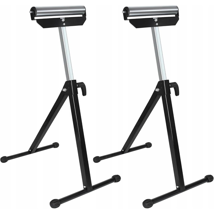 Set 2 bancuri pe roti, inaltime reglabila 68-107 cm, capacitate 60 kg, negru