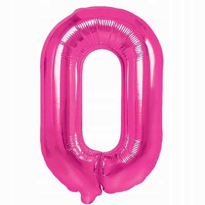 Balon cifra 0 roz, PartyPal, 40 cm, set cu 1 balon si 1 slomka