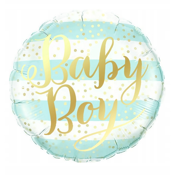 Balon foliowy Baby Boy, PartyPal, 45cm, albastru, set cu slomka si tasma