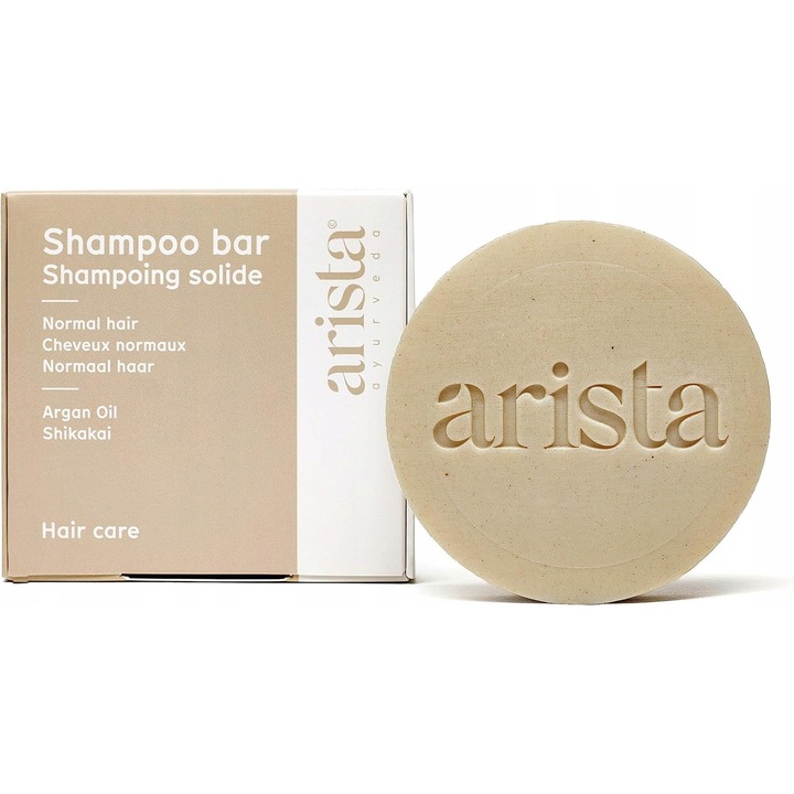 Твърд шампоан за нормална коса Arista, 80гр, с арганово масло и шикакай, веган