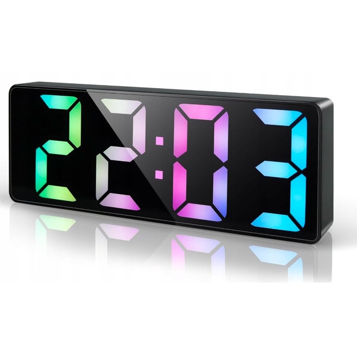 Ceas desteptator digital LED, display 6,7", 3 moduri alarma, alimentare USB sau baterii, dimensiuni 15,8x5,8cm
