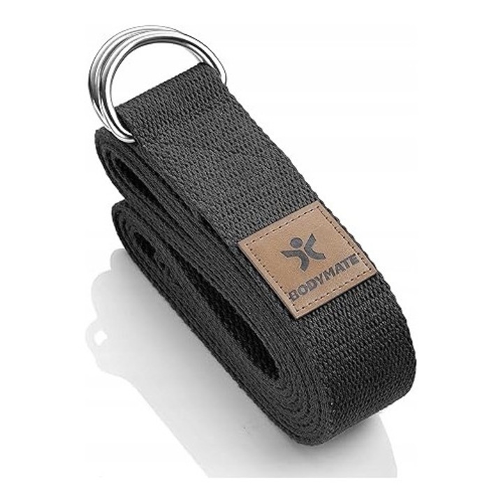 Pasek de yoga BODYMATE, 250cm, bumbac natural, 3,8cm latime