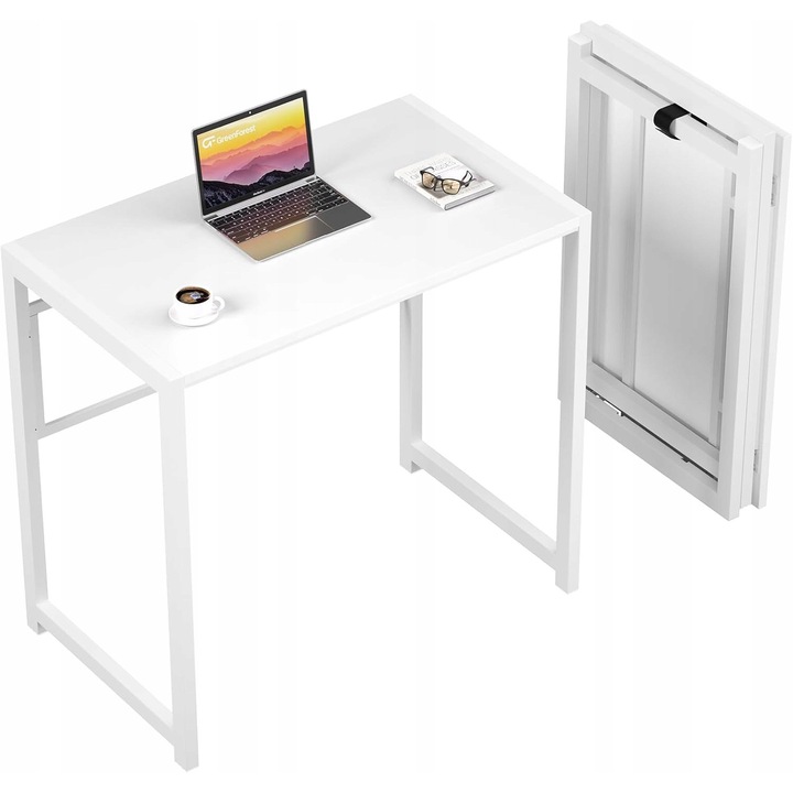 Birou pliabil, alb, 100x48x75 cm, pentru lucru si studiu, design modern