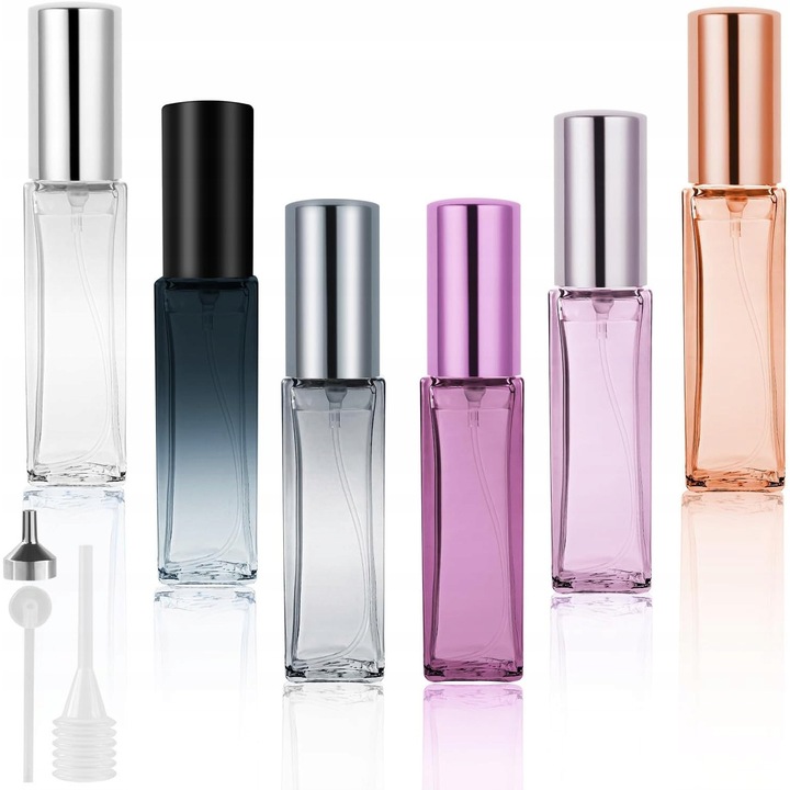 Set 6 sticle atomizatoare 10 ml, sticla, culori mixte, reutilizabile
