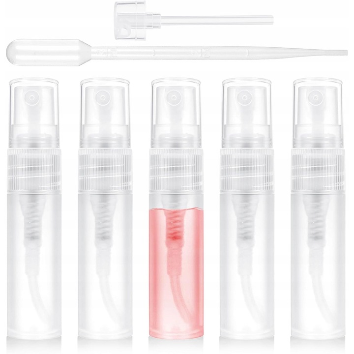 Set 5 sticle mini atomizere pentru parfum 5 ml, transparente, reutilizabile