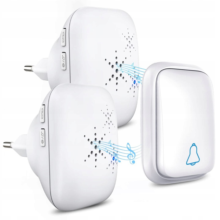 Sonerie electrica fara baterii IP68 cu 2 receptoare, rezistenta la apa, raza 150m, design compatibil
