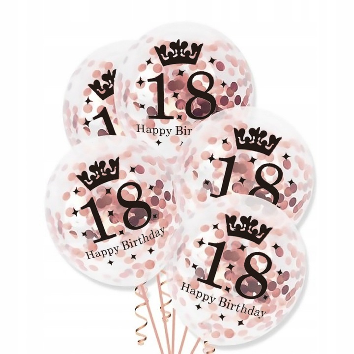 Комплект прозрачни балони с конфети Rose Gold, PartyPal, 30см, 100 броя