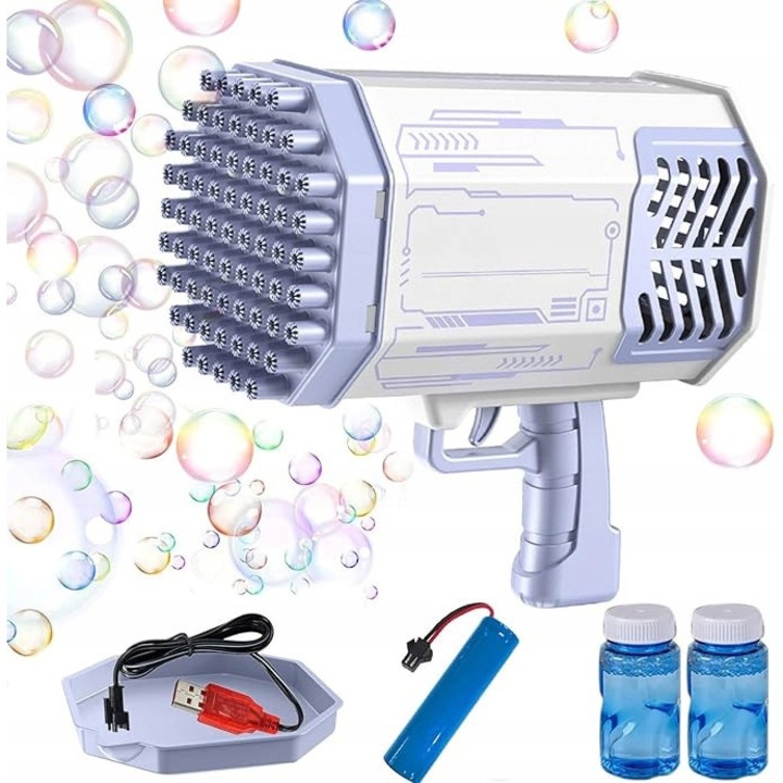 Automata buborékfújó pisztoly, 100 ml, lila/fehér