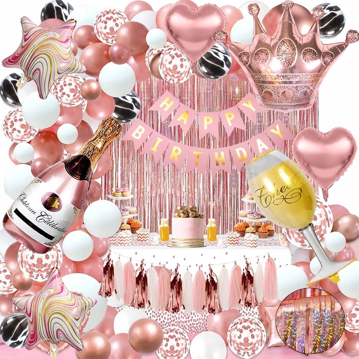 Lufi szett bulira, 118 db, születésnapra, esküvőre, babaváró bulira