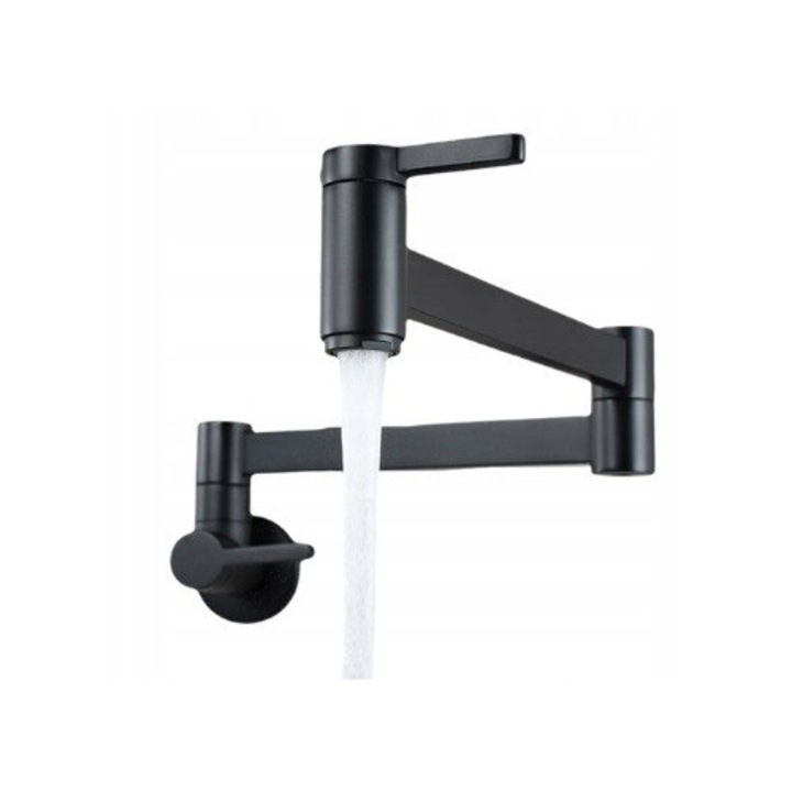 Konyhai csaptelep, WaterMark, falra szerelhető modell, szálcsiszolt arany felület, kihúzható kar, könnyen felszerelhető