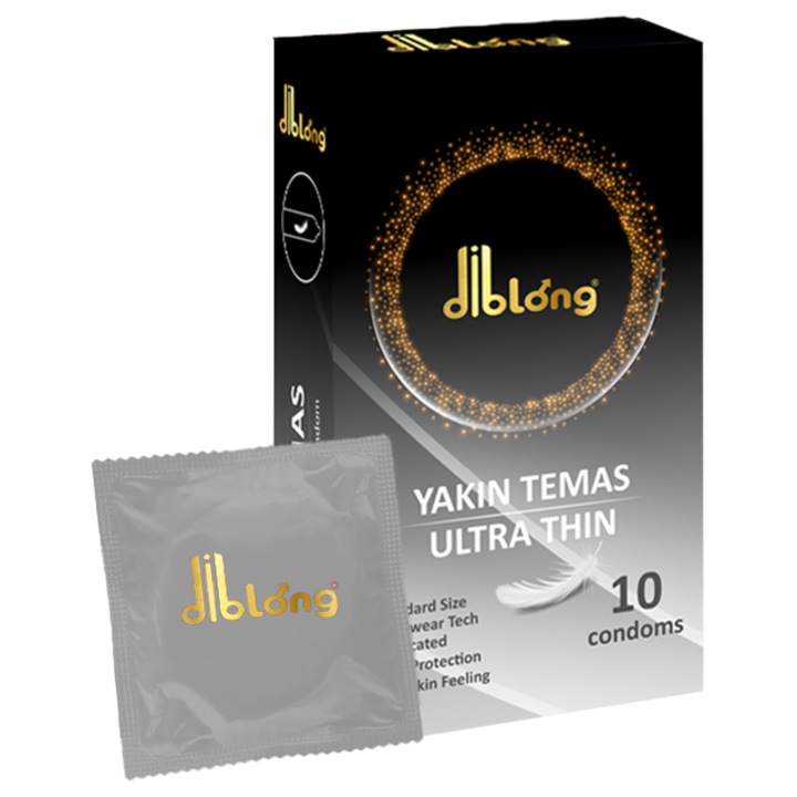 Prezervative ultra subtiri DIBLONG Ultra Thin, lubrifiate, din latex, 52 ± 2 mm, 10 buc