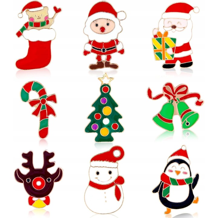 Set 9 brose metalice festive, aplicatii pentru haine, genti, caciuli, esarfe, decoratiuni interioare