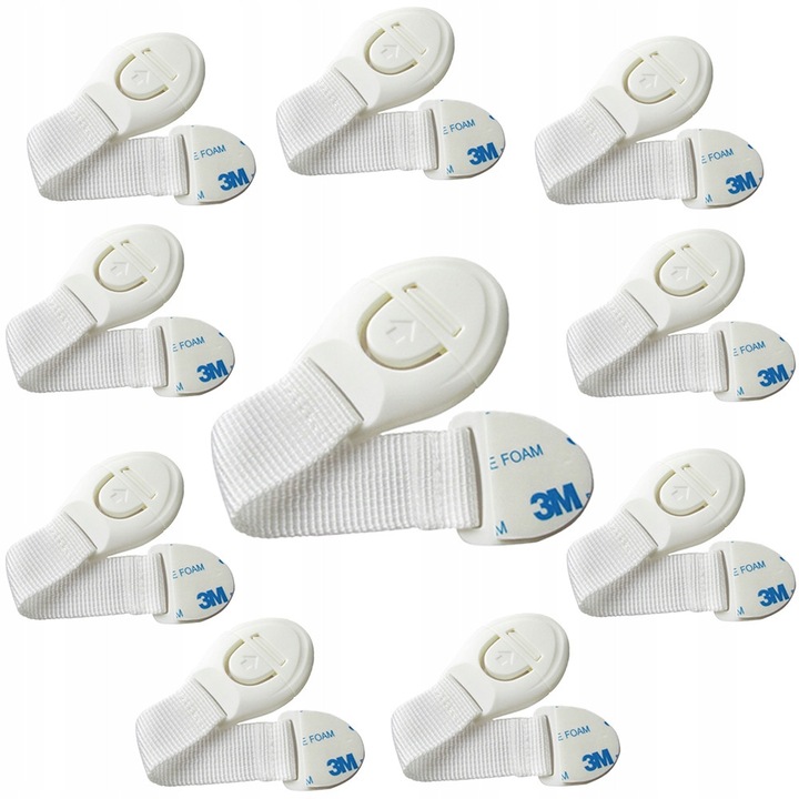 Set 10 blocaje pentru usi si sertare, protectie pentru copii, alb