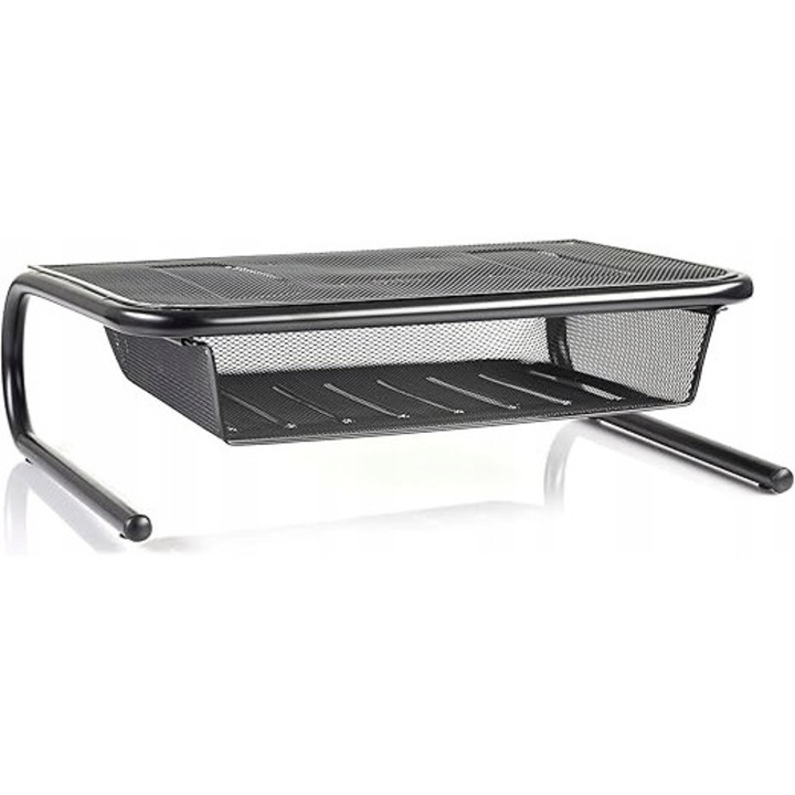 Stand pentru monitor, organizator ergonomic, metal, 44x33x13cm, negru