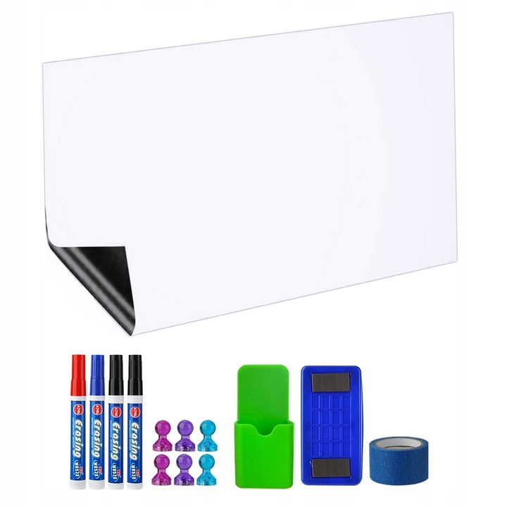 Tabla magnetica, 50x100cm, alba, set cu 4 markere