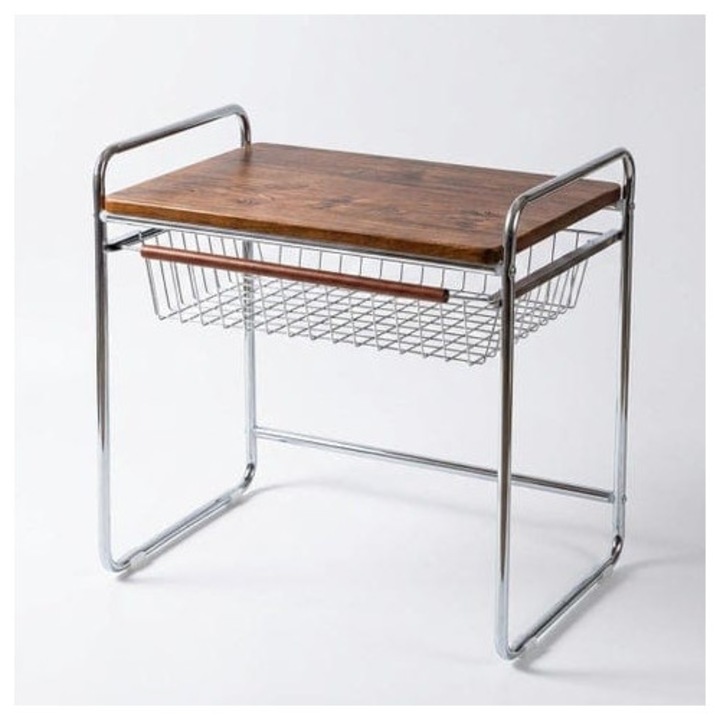 Raft de bucatarie multifunctional din metal si lemn, 48 x 45 x 35 cm - Maro