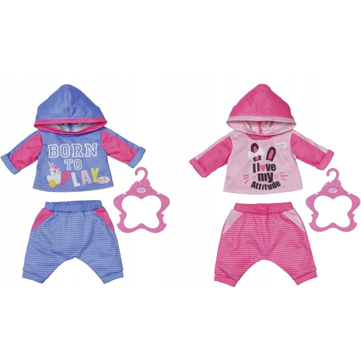 Set haine pentru papusi 43 cm, material poliester, multicolor, pentru copii 3+