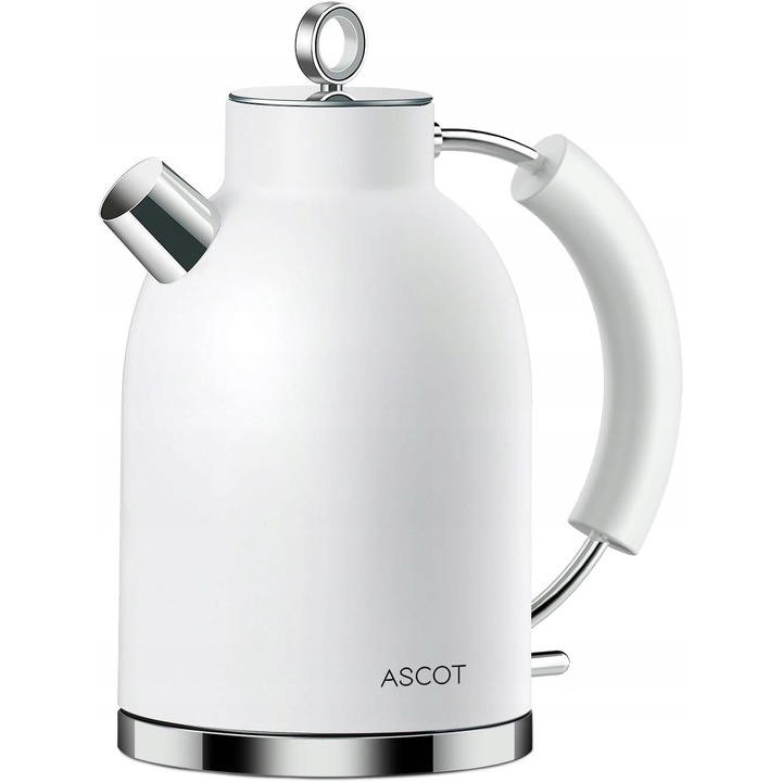 Fierbator electric Ascot 2200W 1,5L alb/argintiu, design retro