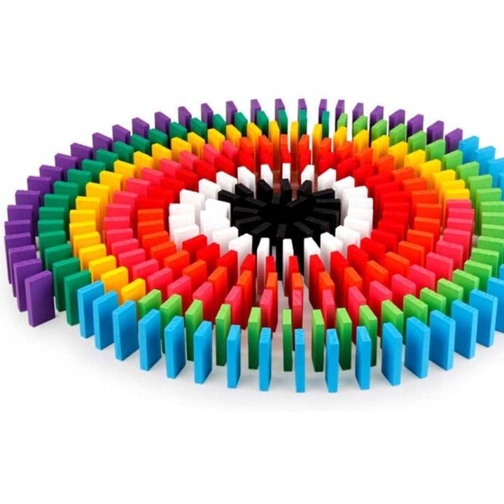 Set domino din lemn 120 elemente, multicolor, 44x21mm, pentru copii de la 3 ani