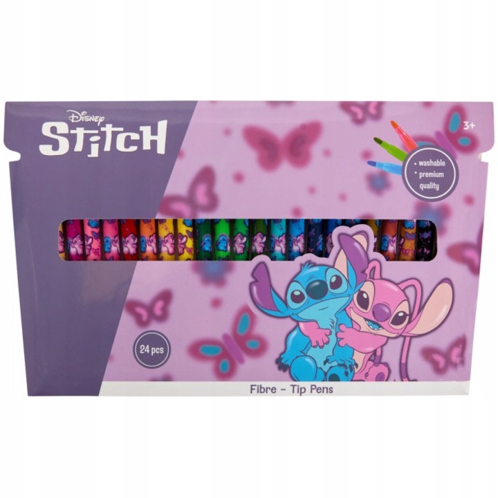 Set 24 carioci colorate Disney, cu varf subtire