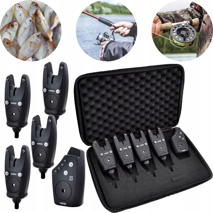 Set de semnalizare pescuit Hirisi S5, 4 senzori, LED, waterproof, wireless