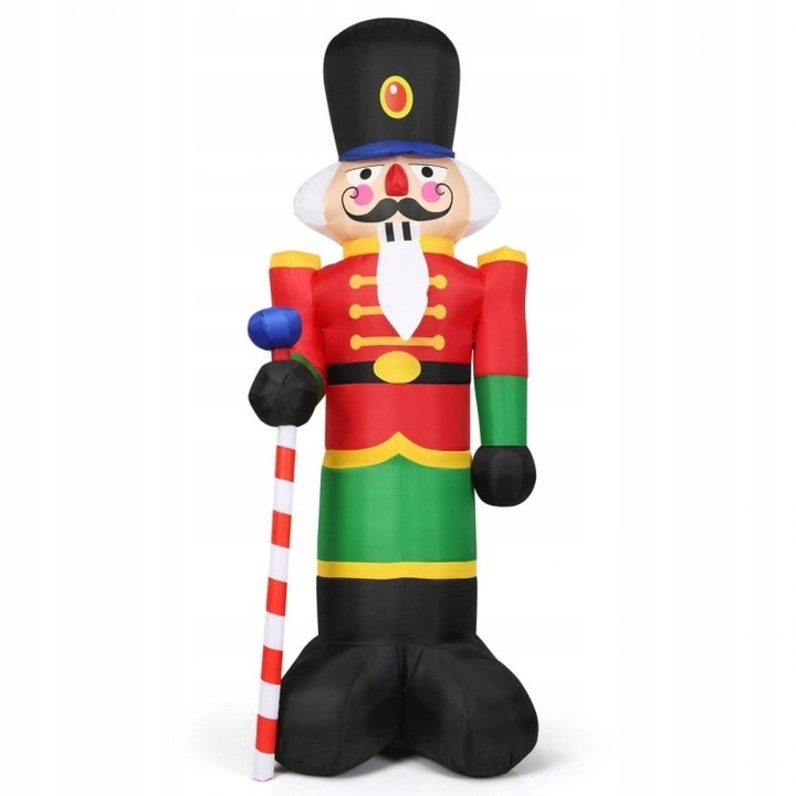 Figurina decorativa Craciun, soldat umflat, 2,4m, cu 3 LED-uri, set complet cu compresor, linii si tevi metalice