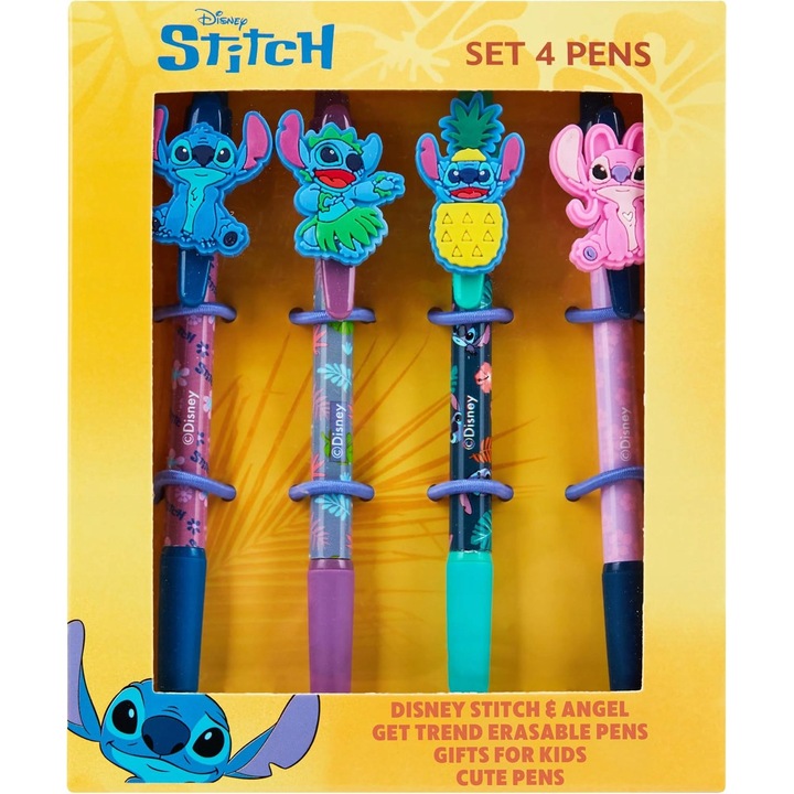 Set pixuri colorate, 4 bucati, cu cerneala rapid uscata, multicolor