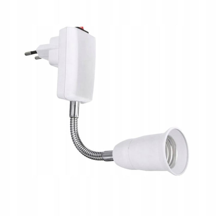 Adaptor E27 la UE, 20cm, alb, 1 buc