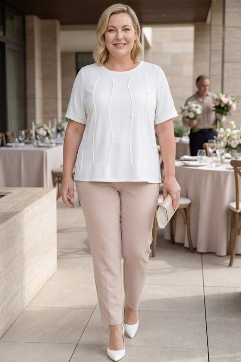 Pantaloni eleganti bej nisipos 56