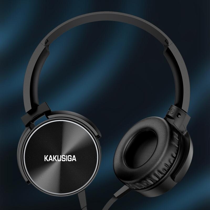 Casti cu fir Kakusiga KSC-703, Microfon incorporat, On Ear, 3.5mm, Cablu 1.2m, Negru