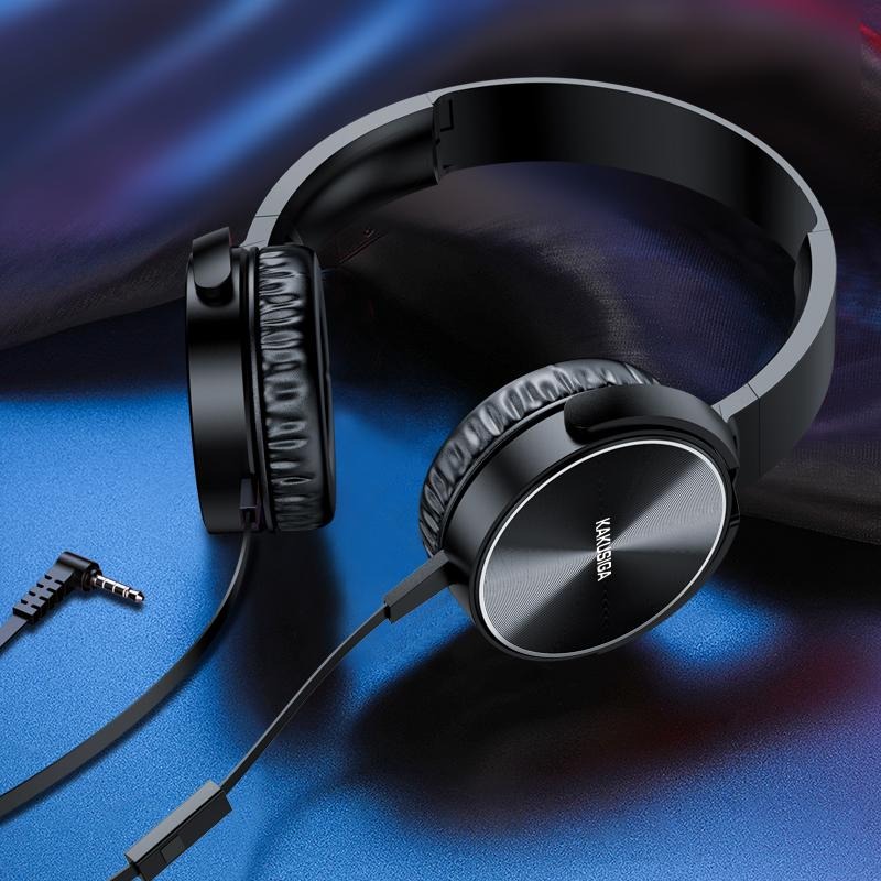 Casti cu fir Kakusiga KSC-703, Microfon incorporat, On Ear, 3.5mm, Cablu 1.2m, Negru