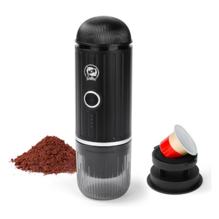 Електрическа преносима еспресо машина 19 бара, самонагряваща се, капацитет 80 мл, USB-C, черна