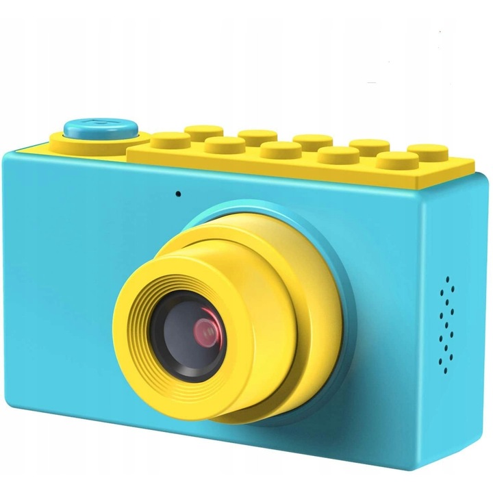 Camera foto digitala pentru copii, 8MP, zoom 4x, 32GB, albastra, dimensiuni 78x45x23mm