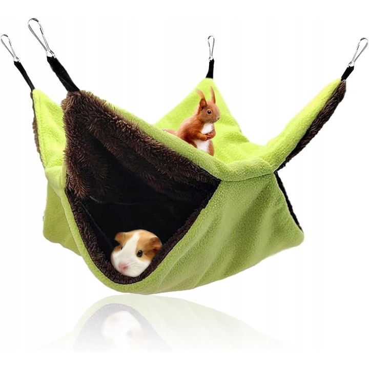 Хамак за гризачи, 2 нива, полар, зелен, 33x31x2см