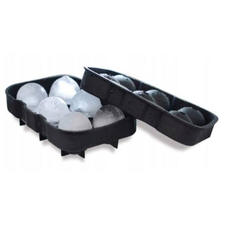 Set forme cuburi de gheata, 2 piese, silicon, patrata si rotunda, rezistent la temperaturi de -40C pana la 200C